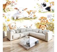 Gris Papel Pintado Pared Moderno 400 x 280 cm Pintura De Acuarela Animales De Granja Flores Fotomurales Decorativos Pared Tejido No Tejido Decorativos Murales Fotográfico Moderno Decoración de Paredes