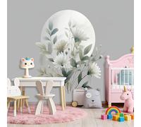 Gris Papel tapiz mural 3D para bricolaje Minimalismo Plantas Flores Hojas decorativos de pared murales, para habitación infantil salón dormitorio restaurante - 400 x 280 cm