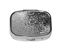 Gris plata brillante, Pastillero cuadrado para bolsillo o monedero, pequeño contenedor de pastillas, organizador de pastillas de viaje