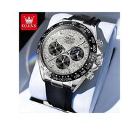 (Gris plateado) OLEVS Relojes para hombre de primera marca de lujo Cronógrafo Reloj de cuarzo para hombres