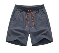 Gris,S,Pantalones de Playa de Secado rápido para Hombre, bañadores de Doble Capa con Bolsillos con Cremallera, Pantalones Cortos hasta la Rodilla para Viajes