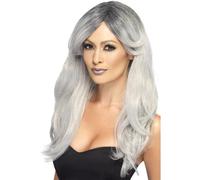 Gris Tresillo Fantasma Zombie Novia Peluca Disfraz Mujer Halloween Nuevo