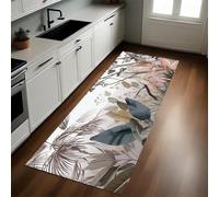 Gris Verdoso Felpudo Pasillo 40 x 120 cm Hojas de Palma de la Selva Antideslizante Alfombra de Corredor Suave para Cocina, Entrada y Decoración del Hogar