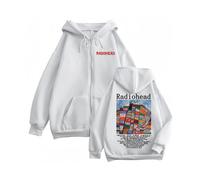 (Gris-XXL) Sudadera con capucha y cremallera de Radiohead Hail To The Thief Merch Rock Hip Hop Vintage