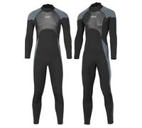 Gris,XXL,Traje de Neopreno Integral Hombre 3 mm Ultra Elástico, Traje de Buceo de Una Pieza con Cremallera Trasera y Cremalleras en Puños y Tobillos, Traje Térmico Flexible para Surf, Natación