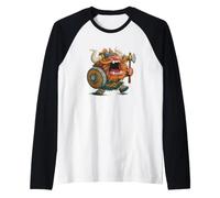 Gritando Barbarismo Mirada Berserker con Escudo Camiseta Manga Raglan