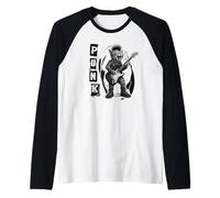 Gritando gato con guitarra tocando música punk rock Camiseta Manga Raglan