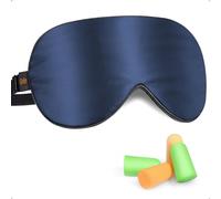 Gritin Antifaz para Dormir, Anti-Luz Opaco Cómoda Agradable para la Piel Tela de Seda Natural Puro y Puros de Algodón Relleno Antifaces Máscara(Azul Oscuro)