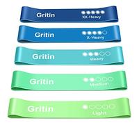 Gritin Bandas Elásticas Fitness/Bandas de Resistencia, Set de 5 Cintas Elásticas Fitness y Musculación de Látex Agradable a la Piel con Guía de Ejercicios de Español