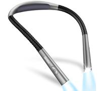 Gritin Luz de Lectura Cuello, Lampara de Lectura Recargable, Temporizador de 30 min, 5 Brillo y 4 Temperaturas Color con Función de Memoria & Atenuación Continua, Cómodo y Liviano para Leer en la Cama