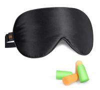 Gritin Seda Antifaz para Dormir, Diseño Suave & Cómodo Anti-Luz Seda Natural Máscara con Correa y Tapón para Los Oídos para Hombres, Mujeres