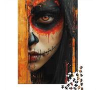 Gritty Sugar Skull Makeup Rompecabezas para Adultos Day of The Dead Close-up 1000 Piezas Papel Reciclado para Adultos Rompecabezas Juego Educativo para Relajarse 52x38cm/1000pcs