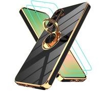 Gritup Funda para Samsung Galaxy A56 con 2 protectores de pantalla HD y anillo integrado Kickstand funda para teléfono móvil, TPU silicona galvanoplastia antigolpes, funda protectora para A 5 6 5G