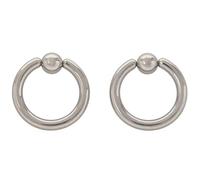 Griwiuiowe 1 par de aretes de aro de acero inoxidable con cuentas cautivas, color acero, 2 g (6 mm) x 16 mm