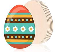 Griwiuiowe 6 huevos de madera de 9.8 pulgadas, huevos de madera sin terminar, para aula, manualidades, etiquetas de madera con forma de huevo