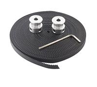 Griwiuiowe Accesorio de repuesto para impresora 3D, 2 piezas, 16 dientes, 16 dientes, polea de aluminio, orificio de 5 mm de ancho, 6 mm con correa de 2 metros, 2 m, 6 mm