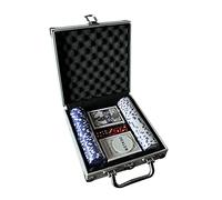 Griwiuiowe - Juego de 100 fichas de póquer para Holdem, Blackjack, con funda de transporte, botones de tarjetas y fichas de casino estilo dados.