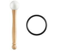 Griwiuiowe Mazo de Cuenco Tibetano y Anillo en o de Goma de TazóN de Canto Mazo de Cuenco Tibetano con Manija de Madera Cabeza de Goma para Jugar TazóN de Canto de Cristal