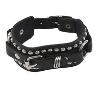 Griwiuiowe Pulsera de cuero unisex con remaches punk de moda (negro)