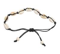 Griwiuiowe Tobilleras para mujer, joyería de pie de concha, pulsera de playa, tobillo en la pierna, correa de tobillo, accesorios bohemios, color negro