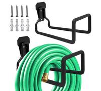 Griwuut 2 Piezas Soporte para manguera de jardín, gancho de metal resistente para montaje en pared, soporte de tubo de manguera de agua para jardín, ganchos de manguera para patio exterior