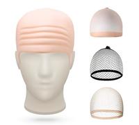 Griwuut 4 gorros calvos de látex para adultos, lisos, sin olor, para cosplay, disfraz de Gru, peluca divertida, películas, actividades de club, fiesta de Halloween