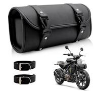 Griwuut Bolsa de Herramientas para Motocicleta de Cuero PU - Bolsa de Sillín, con 2 Correas de Sujeción, Compatible con Manillar y Horquilla (para Harley, Yamaha, Honda, Kawasaki)