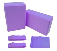 Griwuut Juego de 2 bloques de yoga con correa, bloques ligeros de espuma EVA para yoga, pilates, ladrillos antideslizantes para estiramiento, meditación y posturas flexibles profundas
