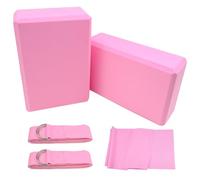 Griwuut Juego de 2 bloques de yoga con correa, bloques ligeros de espuma EVA para yoga, pilates, ladrillos antideslizantes para estiramiento, meditación y posturas flexibles profundas