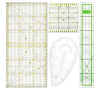 Griwuut Juego de 4 reglas de costura transparentes en pulgadas / métricas francesas curvas y rectas, kit de herramientas de marcado de medición precisa para confección y diseño de patrones