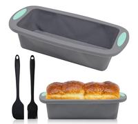 Griwuut Molde para pan de silicona, 1 cepillo + 1 espátula, juego de moldes para panes, molde para panes y pasteles