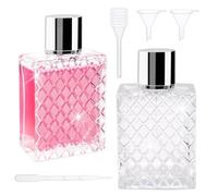 Griwuut Paquete de 2 atomizadores de perfume de vidrio recargables de 100 ml con embudo y cuentagotas, botellas de spray de viaje portátiles transparentes para dispensación de fragancia cosmética de