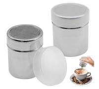 Griwuut - Salero de harina y azúcar, dispensador de polvo de acero inoxidable de 8 x 6 cm con tapa, plumero de malla fina para manualidades de cocina, azúcar glaseado, cacao y decoración de horneado
