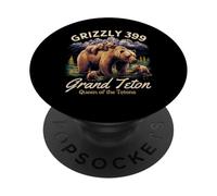 Grizzly 399 Bear Lovers Reina Del Parque Nacional Tetons PopSockets PopGrip Adhesivo