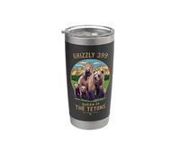 Grizzly 399 Bear Lovers Reina Del Parque Nacional Tetons Vaso térmico de acero inoxidable de doble pared