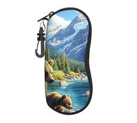 Grizzly Bear And Cub Snow Mountain Forest - Funda para gafas de neopreno suave con cremallera, duradera, portátil, para hombres y mujeres