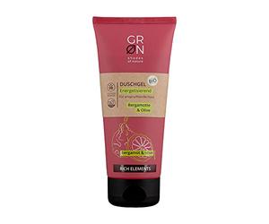 Grn shades of nature 30163 gel de ducha cosmética orgánica energizante - oliva orgánica y bergamota orgánica - para pieles maduras, exigentes, vigorizantes - vegano - 200 ml