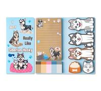 GROBRO7 Lindo juego de notas adhesivas para perro, 550 hojas con texto en inglés "I Just Really Like Husky", bloc de notas autoadhesivo con forma de animal para niños, estudiantes, profesores, escuela