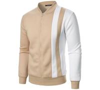 Grobstrickjacke Herren Rot Herren Oberbekleidung Reißverschluss Lange Mode Herbst und Winter Sportswear Ärmel Herren Patch Herren Oberbekleidung Jacke Mega Hoodie (Khaki, XXL)