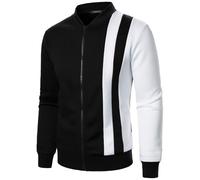 Grobstrickjacke Herren Rot Herren Oberbekleidung Reißverschluss Lange Mode Herbst und Winter Sportswear Ärmel Herren Patch Herren Oberbekleidung Jacke Mega Hoodie (Black, XXL)