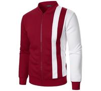 Grobstrickjacke Herren Rot Herren Oberbekleidung Reißverschluss Lange Mode Herbst und Winter Sportswear Ärmel Herren Patch Herren Oberbekleidung Jacke Mega Hoodie (Red, XXL)