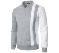 Grobstrickjacke Herren Rot Herren Oberbekleidung Reißverschluss Lange Mode Herbst und Winter Sportswear Ärmel Herren Patch Herren Oberbekleidung Jacke Mega Hoodie (Grey, XXL)