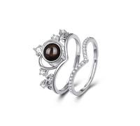 GROBTE Anillo Personalizado De Proyección De Fotos Con Te Quiero En 100 Idiomas, Anillo Ajustable De Plata 925 Regalo De Joyería Personalizado Para Mujer Mamá Amante