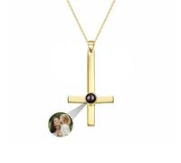 GROBTE Collar Personalizado De Proyección De Cruces Colgante De Proyección De Fotos Collar De Plata Personalizado Foto Te Quiero En 100 Idiomas Joyería Conmemorativa Regalo Para Hombres Mujeres