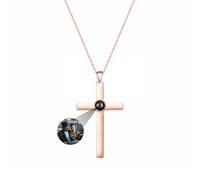 GROBTE Collar Personalizado De Proyección De Cruces Colgante De Proyección De Fotos Collar De Plata Personalizado Foto Te Quiero En 100 Idiomas Joyería Conmemorativa Regalo Para Hombres Mujeres