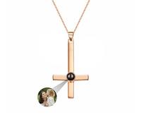 GROBTE Collar Personalizado De Proyección De Cruces Colgante De Proyección De Fotos Collar De Plata Personalizado Foto Te Quiero En 100 Idiomas Joyería Conmemorativa Regalo Para Hombres Mujeres