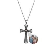 GROBTE Collar Personalizado De Proyección De Cruces Colgante De Proyección De Fotos Collar De Plata Personalizado Foto Te Quiero En 100 Idiomas Joyería Conmemorativa Regalo Para Hombres Mujeres