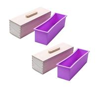 GROCKSTR 2 moldes rectangulares de jabón con revestimiento de silicona, herramienta de molde para jabón, molde para velas, molde de 1200 g, herramienta de construcción