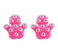 GROCKSTR 2X Guante de Masaje en Forma de Palma Masajeador Corporal con 9 Bolas de Rodillo de 360 Grados de Metal (Rosa)