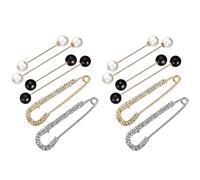 GROCKSTR Juego de 12 clips de chal para suéter, incluye broches dobles de perlas de imitación y clips de chal de cristal para mujer, Perla sintética, diamantes de imitación